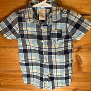 Gymboree Navy and Yellow Plaid Romper